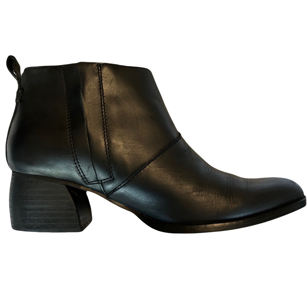 WOMEN’S TOM LEILANI ANKLE BOOTS BLACK SIZE 7.5 LEATHER 2” HEELS